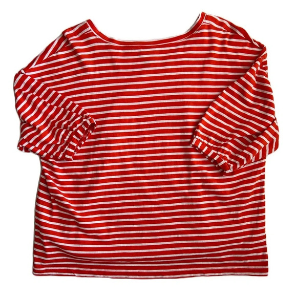 CAbi Women's Orange White Striped Cotton Poolside Tee # 5984 Small - Picture 4 of 11